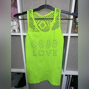 Neon green mesh tank top